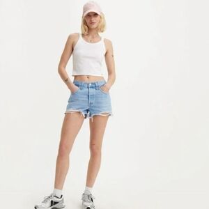 Levi's 501 Original Distressed Butterfly Button Denim Shorts Women's Size 31